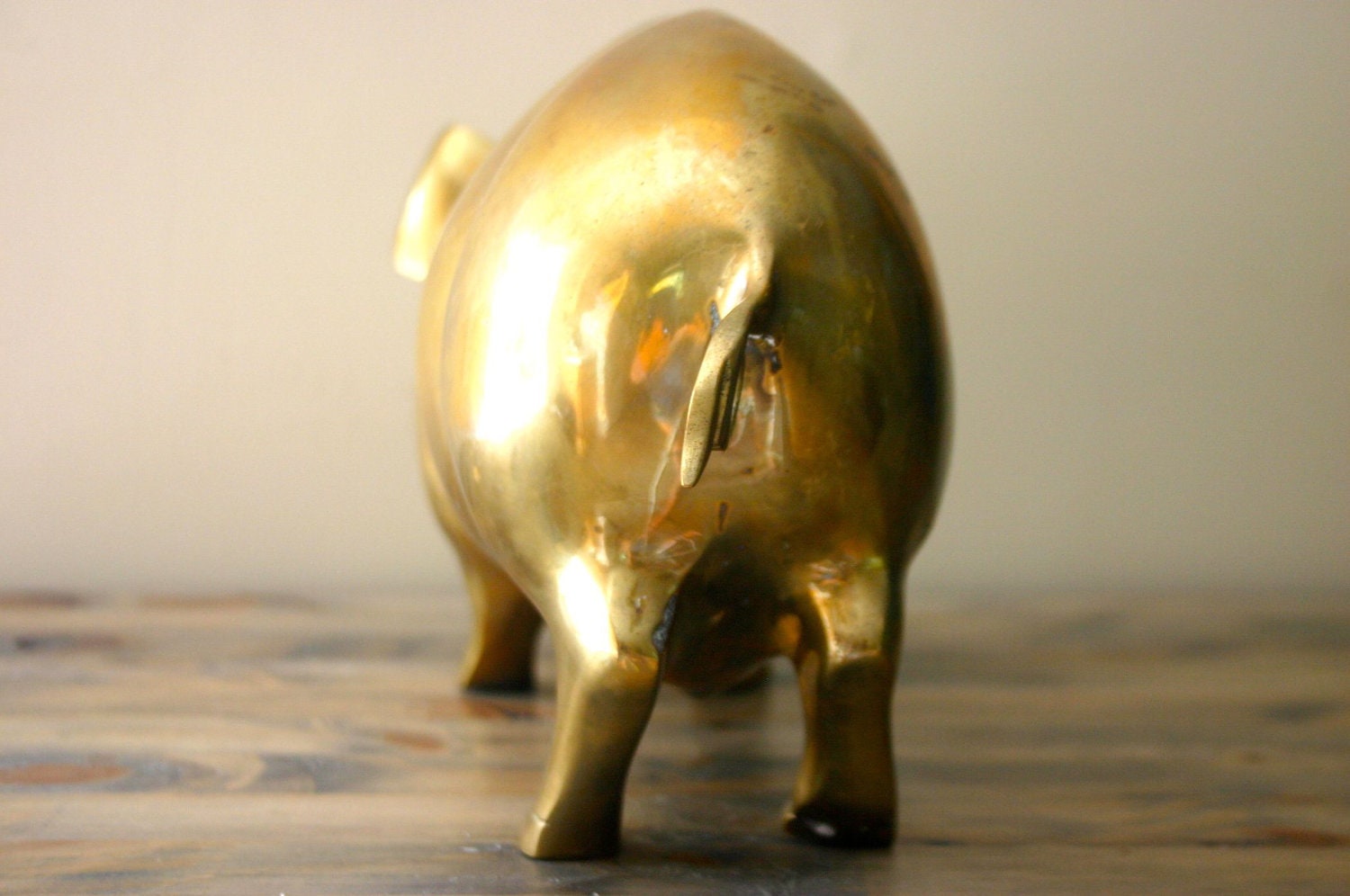 Large Solid Brass Pig