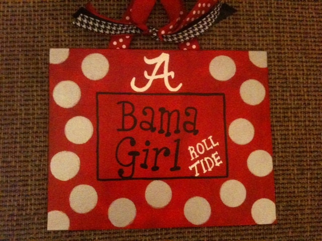 Custom Handpainted Alabama or Auburn Canvas Name Signs 8" x 10"