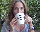 Hand painted mustache mug