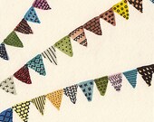 Banners - 6 x 6 original watercolor and ink illustration