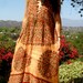 Earthy Tangerine Flowers Cotton One of a Kind Vintage Indian Summer Sleeveless Dress