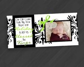Darling Damask Invitations for Announcement/Birthday/Wedding/Save the Dates/Showers/Your Special Event (Shown in Lime Green/Black/White)