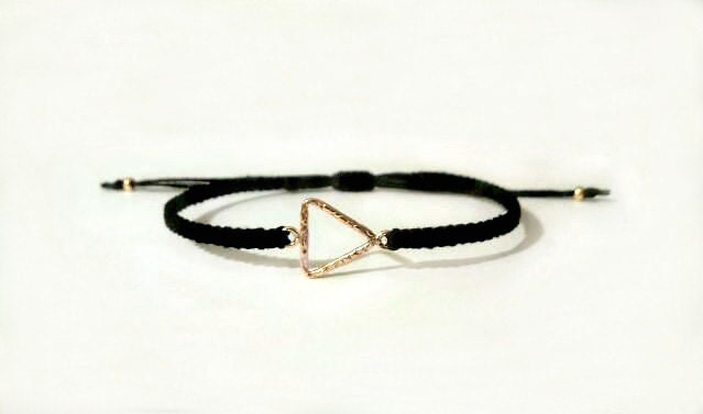 peanut. modern gold filled triangle chevron friendship bracelet on cotton macrame