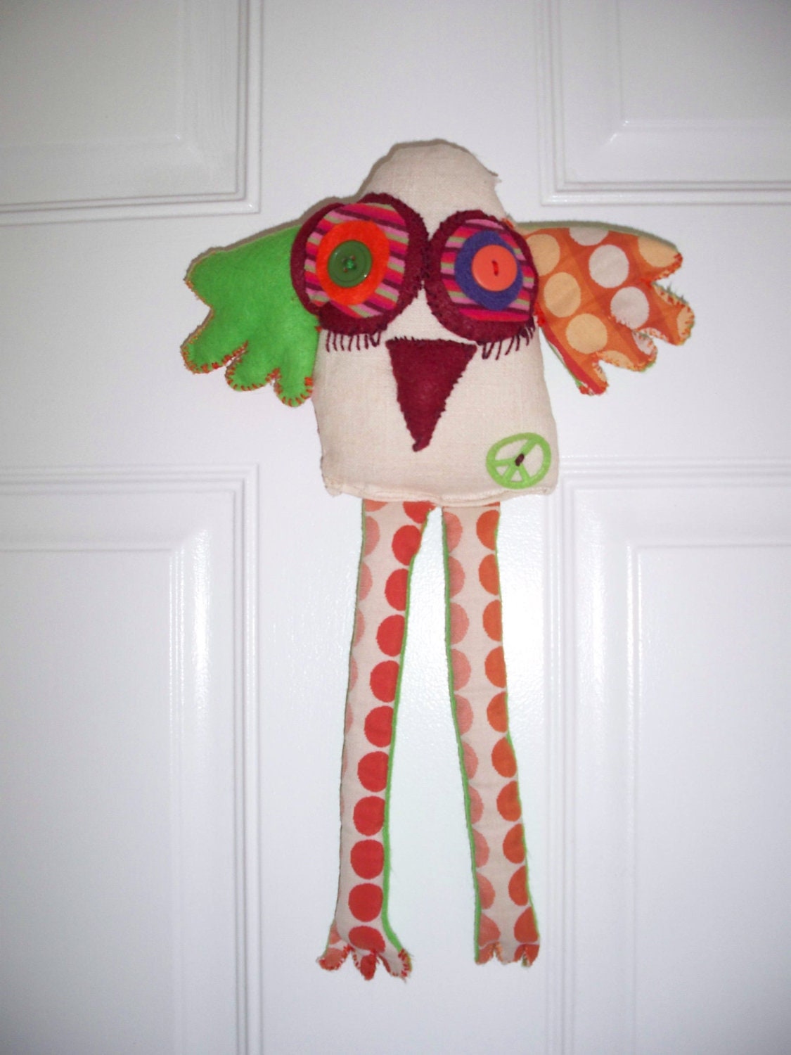 Recycled fabric toy / stuffed bird toy. by Gizabelle4kids on Etsy