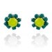 Tiny Neon Yellow & Turquoise Crystal Stud Earrings in Silver