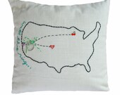 Hand-Embroidered Ring Bearer Pillow Cover - Custom State Wedding Pillow  - Bespoke Cushion