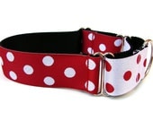 Red and White Polka Dot Martingale Dog Collar