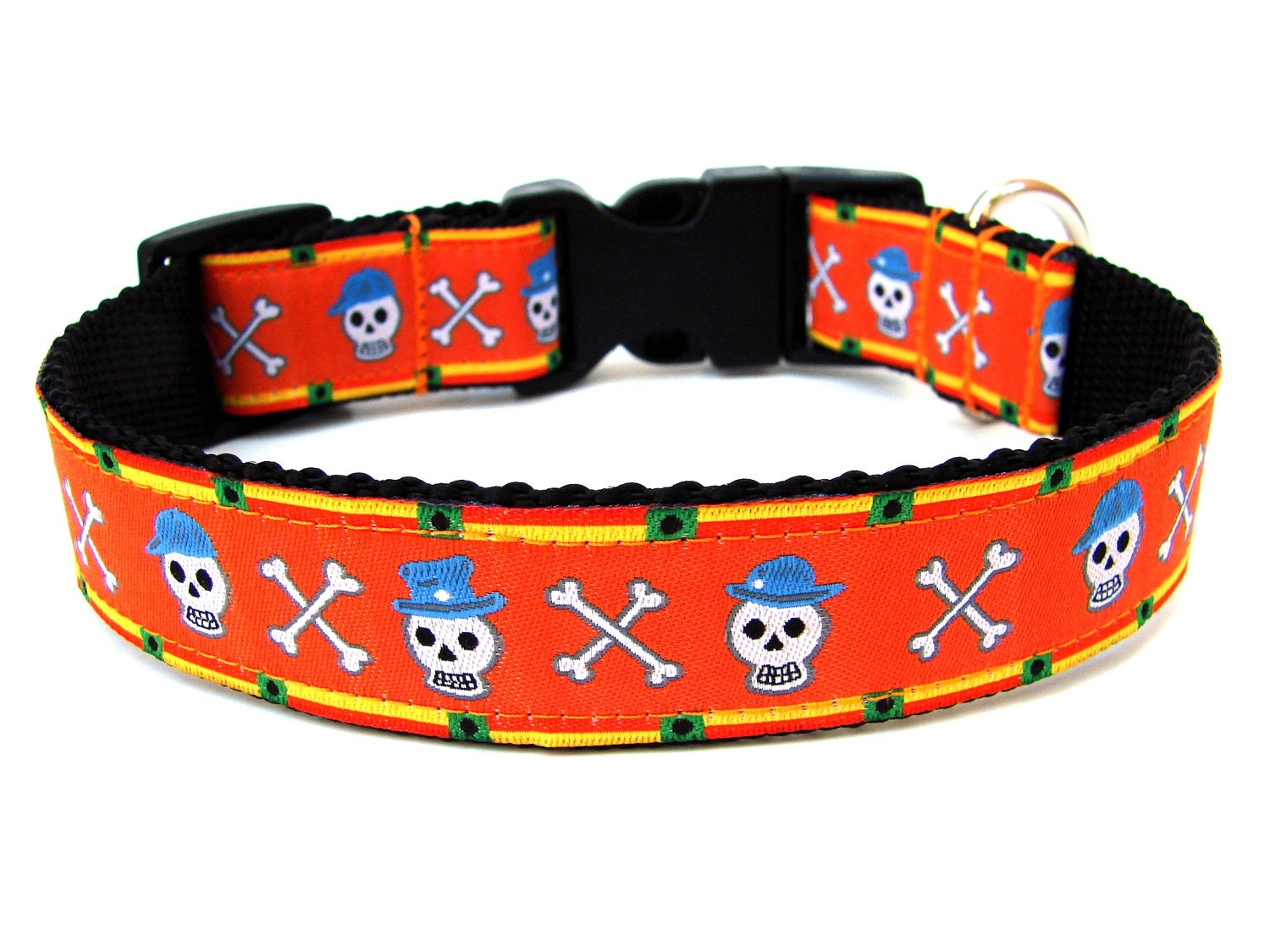 Skull Dog Collar 1" Halloween Dog Collar