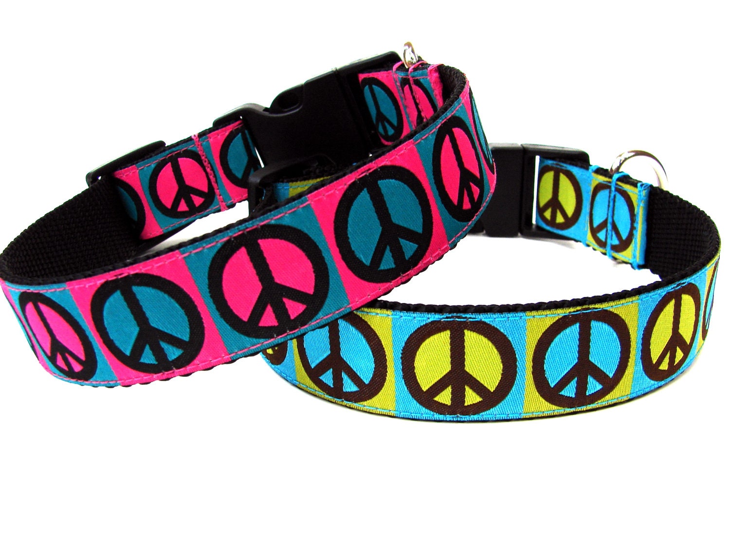 Pink Peace Dog Collar Colorful Dog Collar