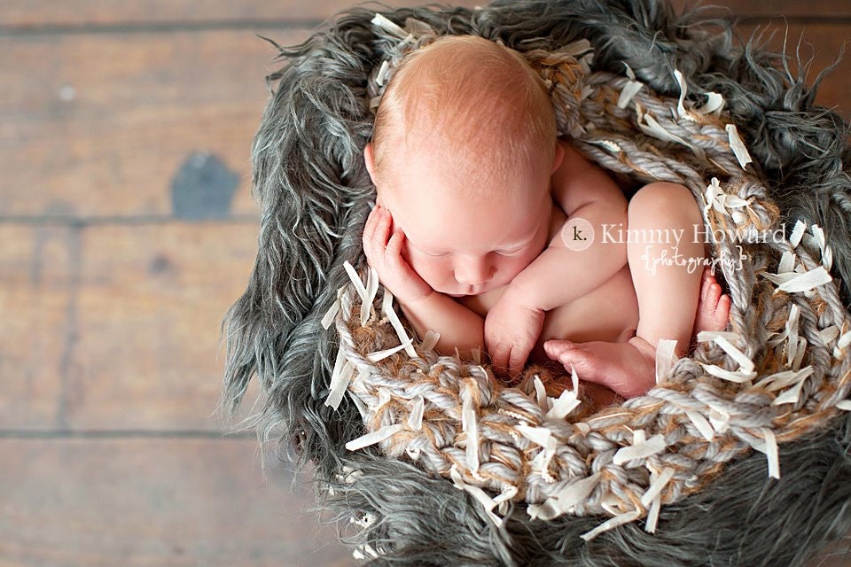 Mongolian Faux Fur Photography Prop Grey