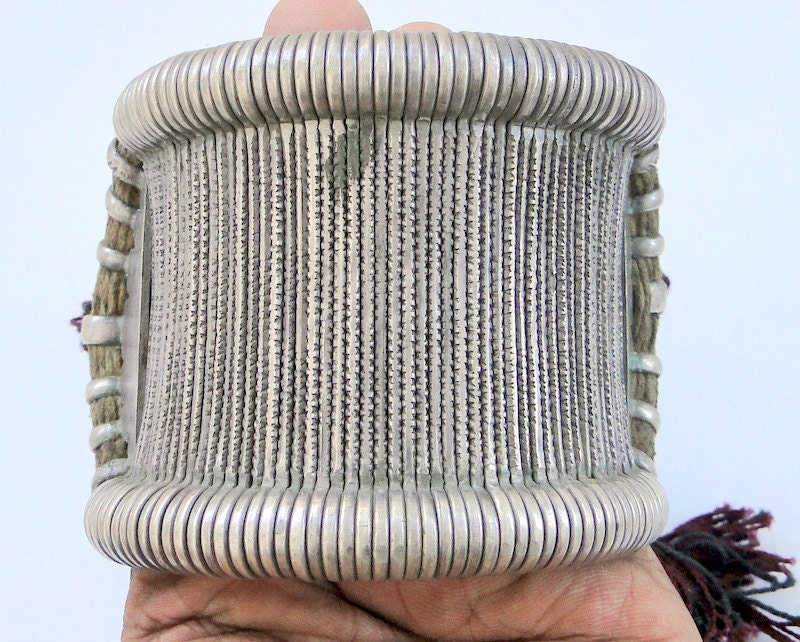 Tribal jewellery Vintage antique ethnic tribal old silver jewelry bracelet cuff belly dance -3912