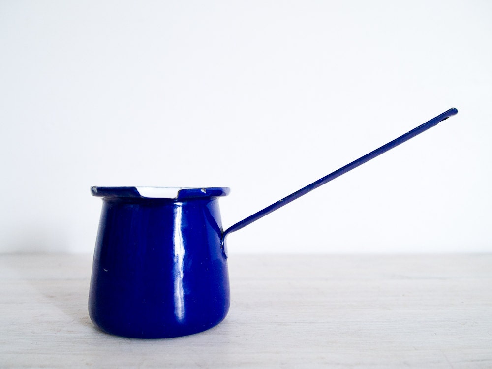 vintage enamel cobalt turkish coffee pot
