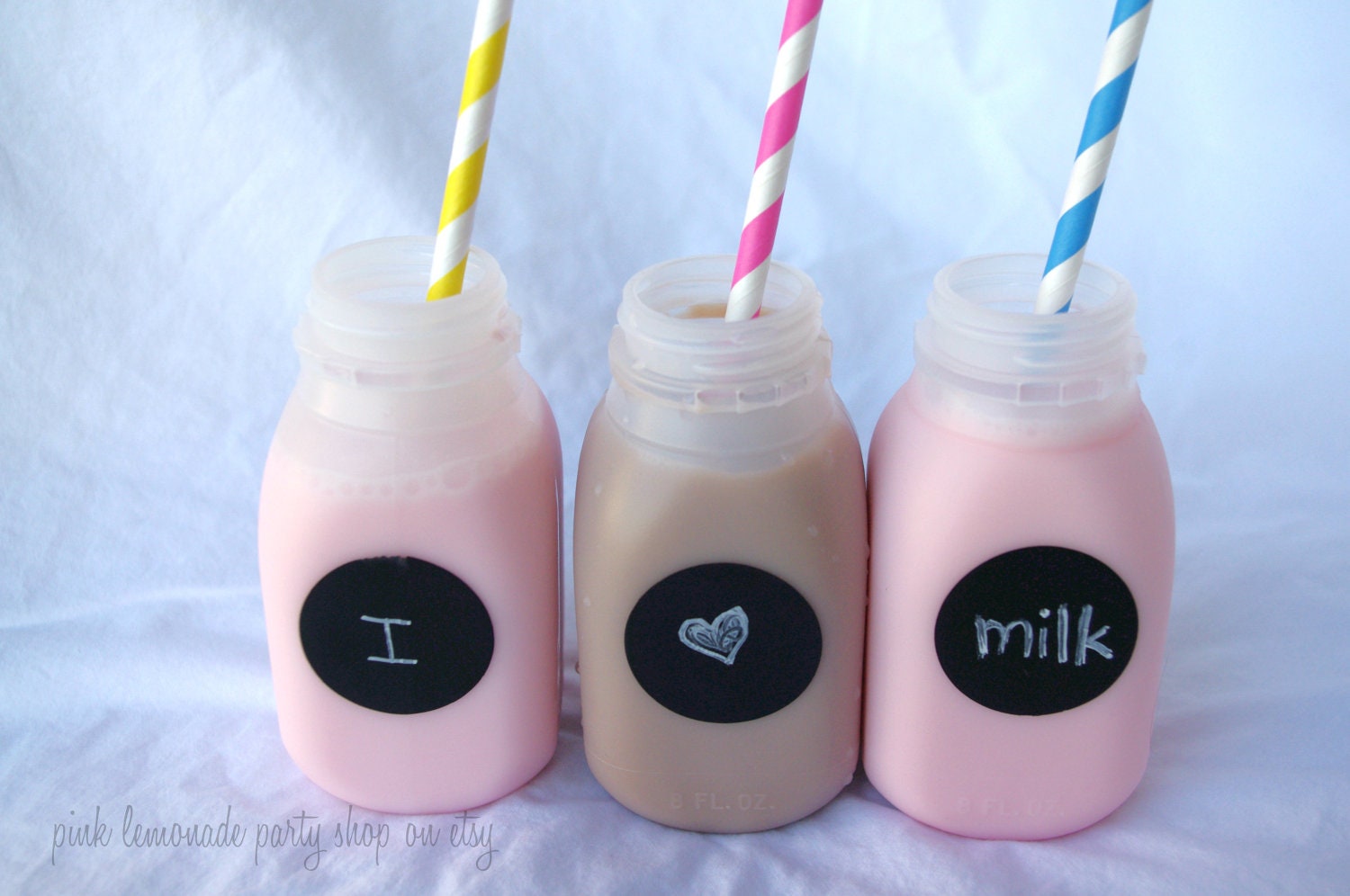 6SCHoolHouse MilK BottLeS---set of 6 with chalkboard labels--choice of lid color--farm parties--birthday parties Il_570xn