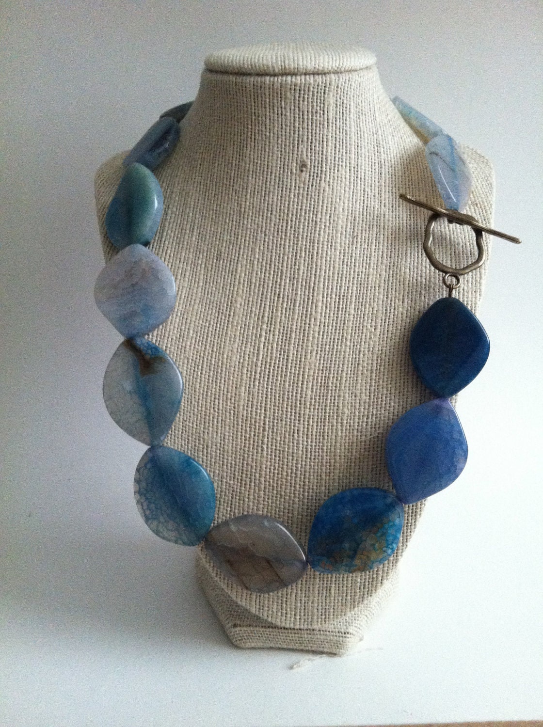 Blue Curacao Singletini- Blue Fire Agate Slice Necklace