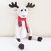Deer - Crochet and Felted Toy. Animal. Home decor. Pastel White Brown Red Green