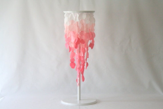 Table Top Fabric Wedding Chandelier - MADE TO ORDER cotton fabric wedding table decoration, shown in shades of pink