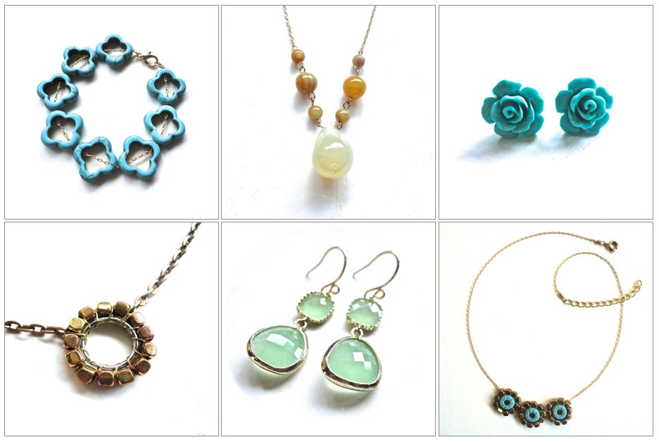 Mint Seafoam Earrings - Small Round Studs with Gold or Silver Setting