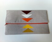 Geometric Linen Fold Over Zipper Clutch