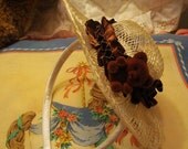 Mini Straw Hat with Teddy Bear