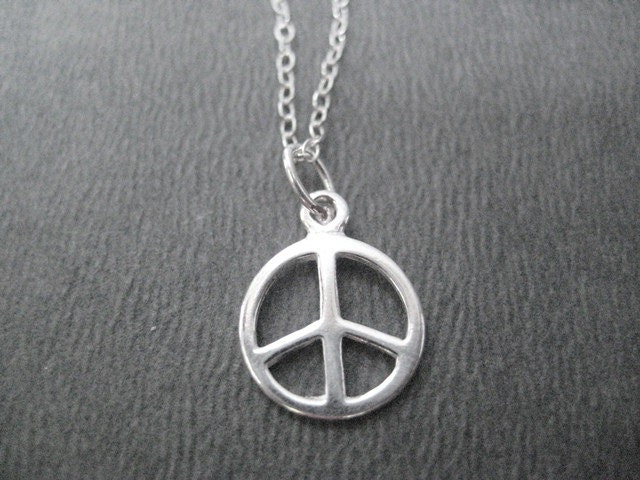 PEACE Necklace 18 inch all Sterling Silver - Peace Jewelry - Peace Necklace - Tiny Peace Symbol