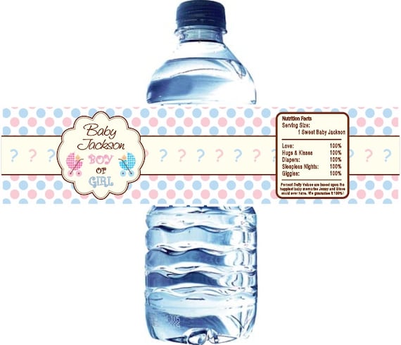 50 Gender Reveal Water Bottle Labels - Waterproof and self stick Il_570xn