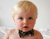 Leopard print bow tie adorable fluffy cute toddler accessory velcro baby funky childrens clothing flintstones bambam animal faux fur