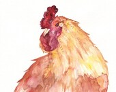 Rise and Shine Red Rooster No. 2 / Watercolor Print