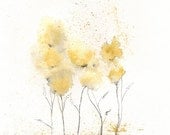 Fields of Love / watercolor print / grey and yellow / gray and yellow / Archival Print - kellybermudez