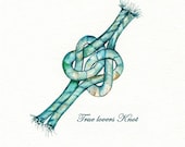 True Lovers Knot / watercolor print / teal  / light green  / aqua / tan / sea / ocean life / Nautical / Archival Print - kellybermudez