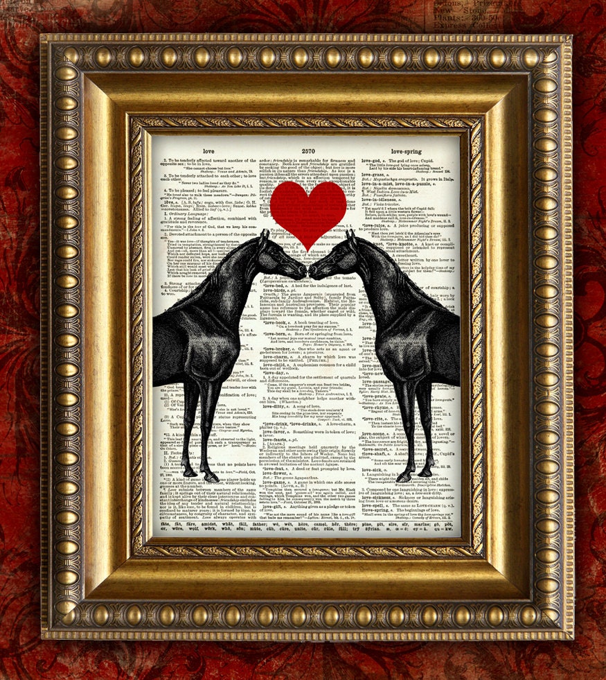 DIctionary Art Print HORSE LOVERS Horses Home Decor Book Page art print Wall Decor Valentine's Day Gift 8x10