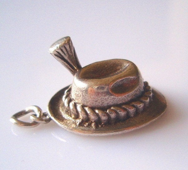 Vintage Silver Trilby Alpine Hat Charm Large