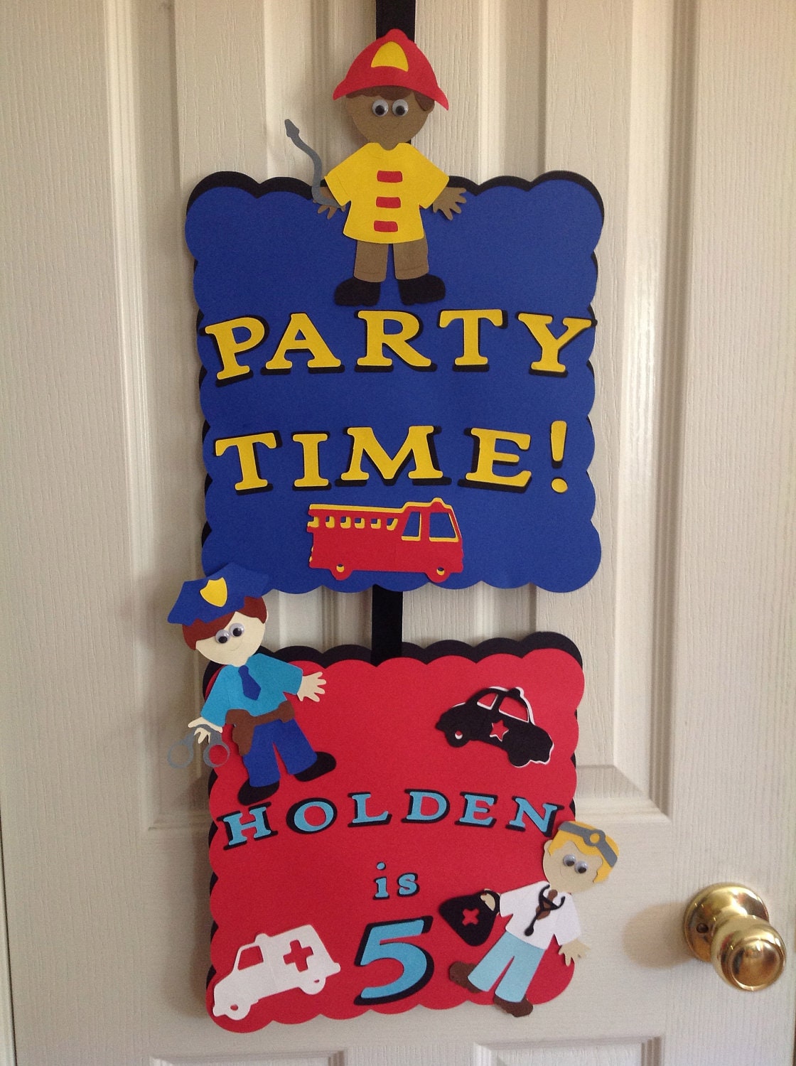 Fireman Birthday Door Sign