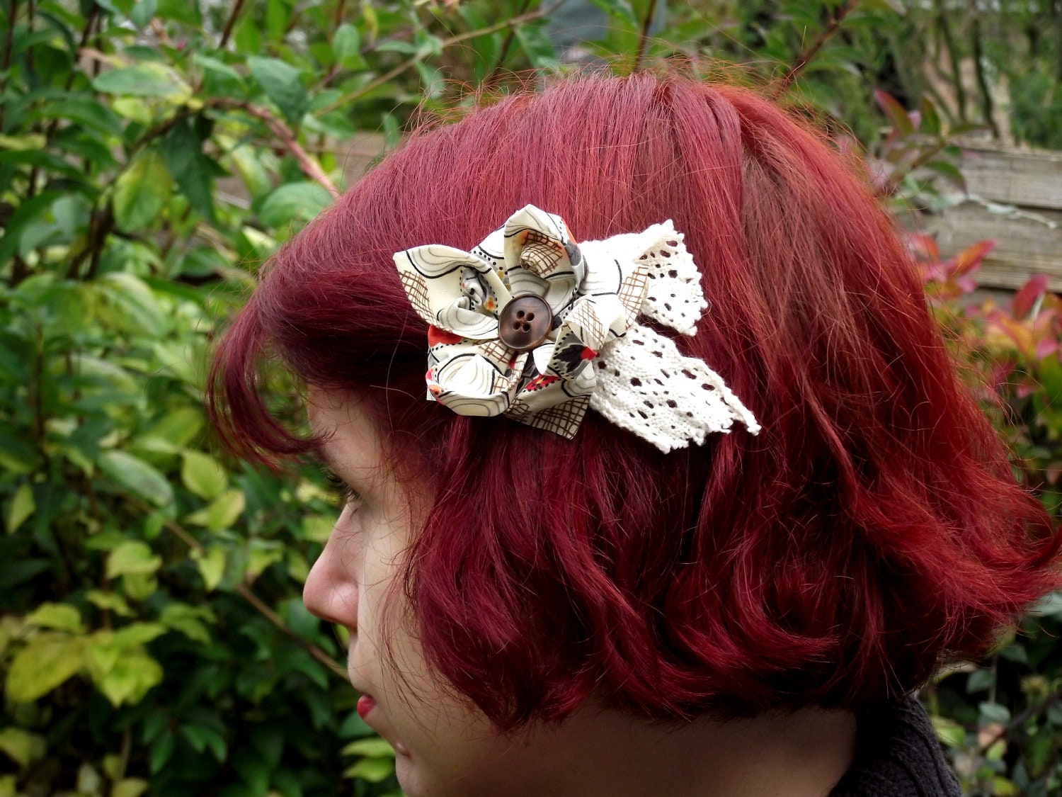 Harvest Fair 1970s style Handmade Flower Hairclip