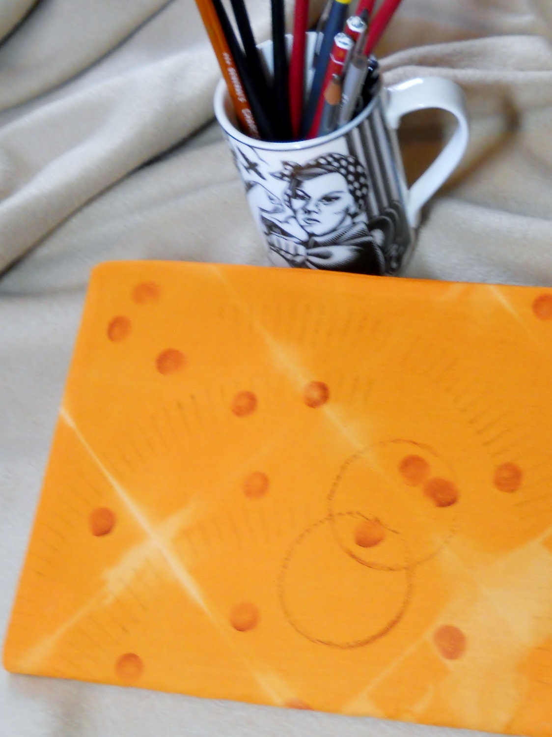 Word in Hand Journal Cover, Tangerine Tango Abstract