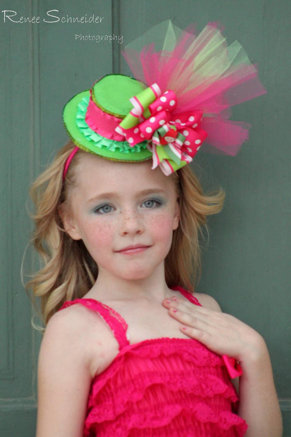 Mini top hat - STRAWBERRY Top Hat - Girls Birthday Party- Strawberry Shortcake hat - birthday hat- Mad Hatter - Krown Kreations Il_170x135