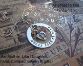 New Mommy Necklace - as gifted to Kim Kardashian - Sterling Silver - Personalized Hand Stamped Jewelry