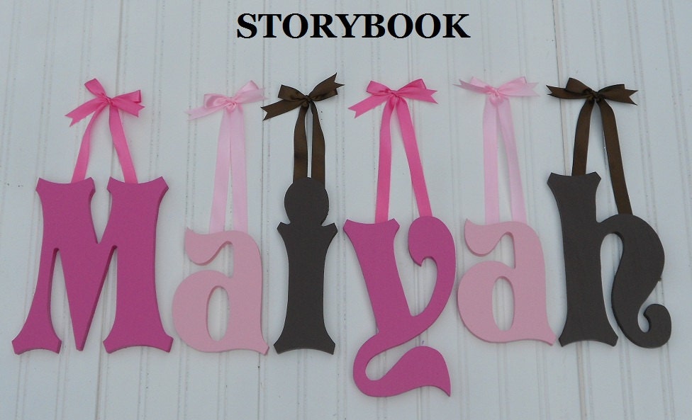 SALE 3.00 per letter :) 8" Size Painted Wall Letters Wooden (8.00 shipping on entire order) Storybook Font Gifts and Decor