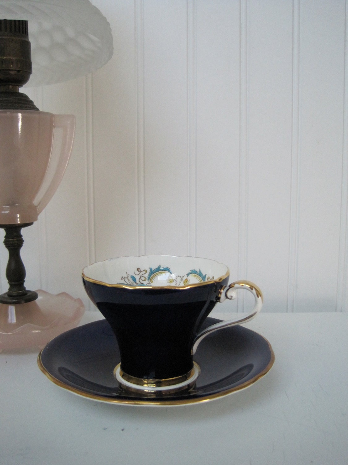 Aynsley Cobalt Blue Bone China Cup and Saucer SALE