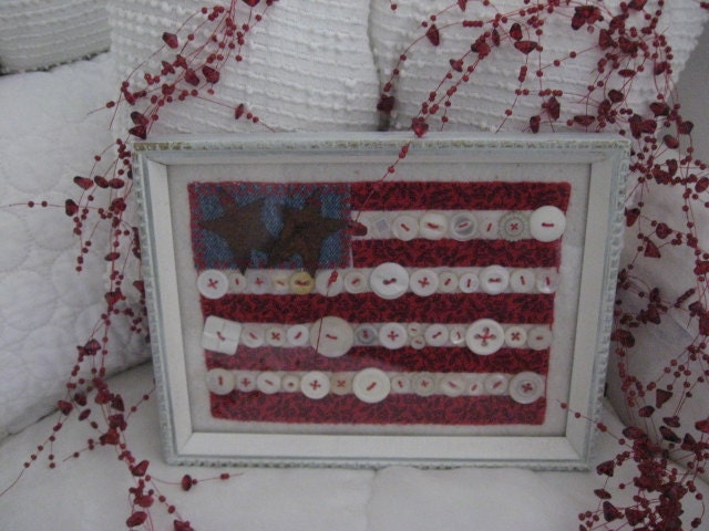 Old Glory American Flag Button Flag Picture Wall Hanging Home Decor Red White Blue
