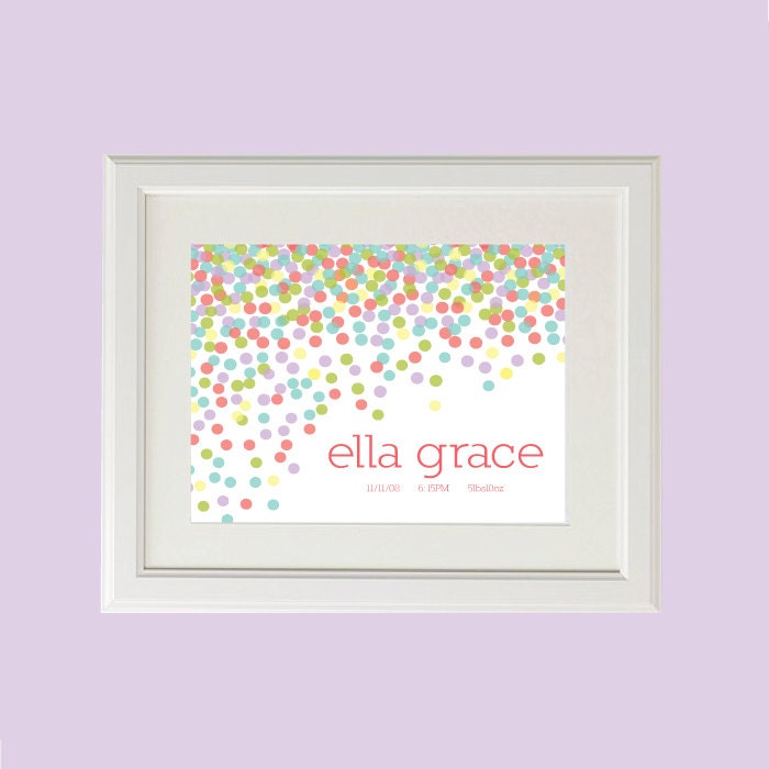 8x10 Personalized Confetti, Name, and Birth Stats Print (More Sizes Available)