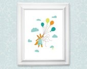 Floating Fox - Animal Nursery Art Print