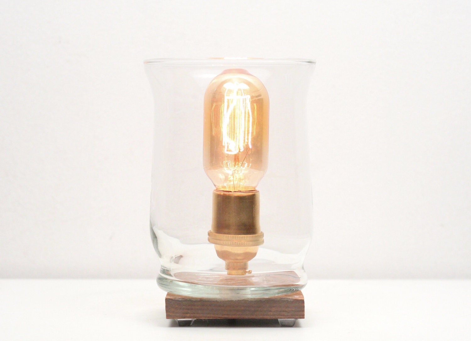 Adorn Hurricane Table Lamp- Rustic Cottage Chic, Minimalist Table Lamp, Exposed Edison Bulb Lighting, Industrial Lamp