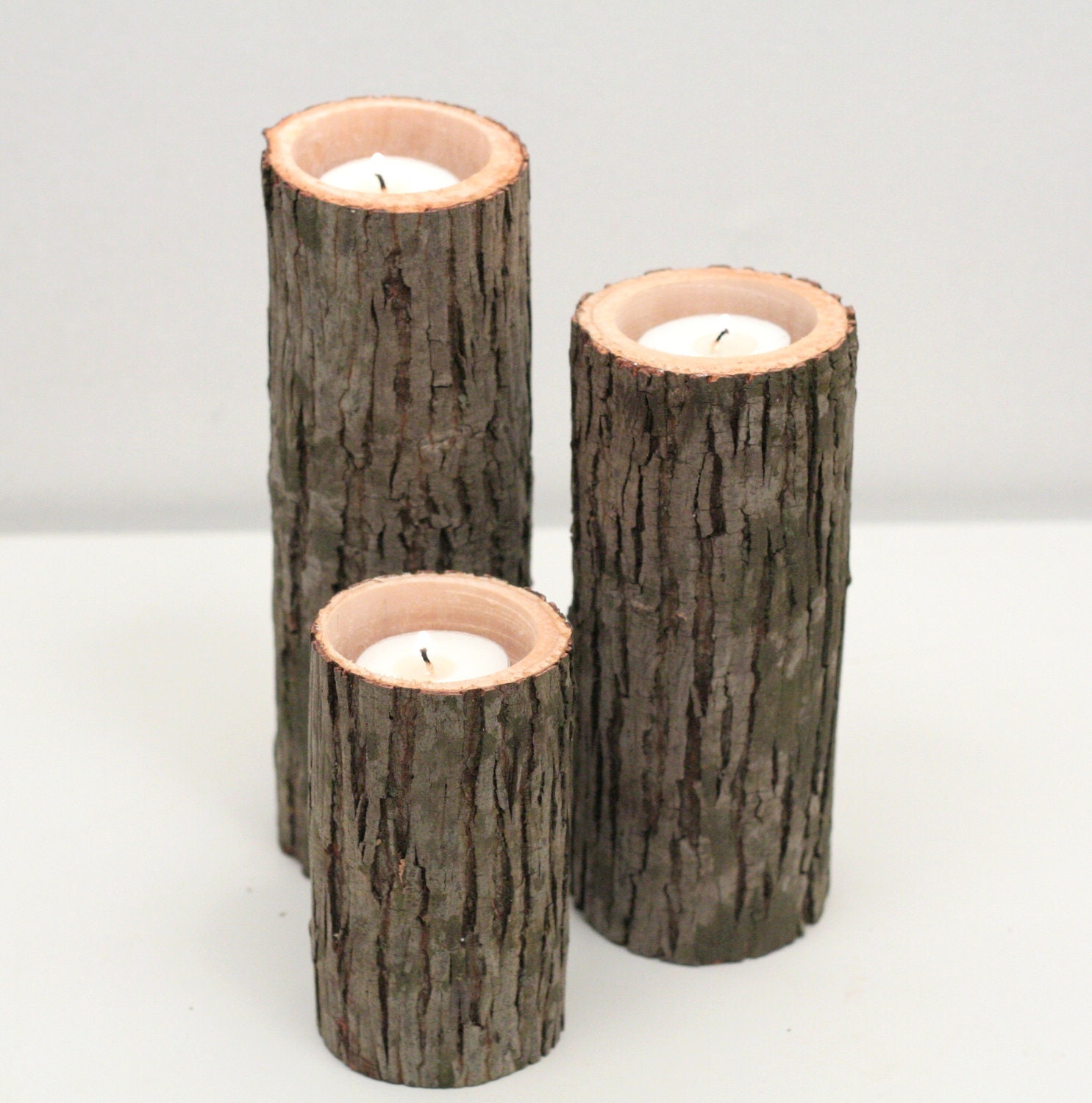 Tree Branch Candle Holders I- Rustic Wood Candle Holders, Tree Slice, Wooden Candle Holders