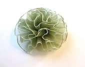 Sage Green Flower - Chiffon Fabric Flower Ruffled Hair Accessory or Pin