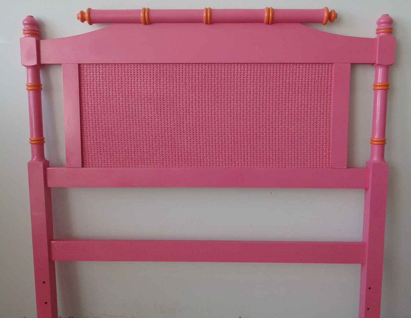 Faux Bamboo Twin Headboard Pink and Orange