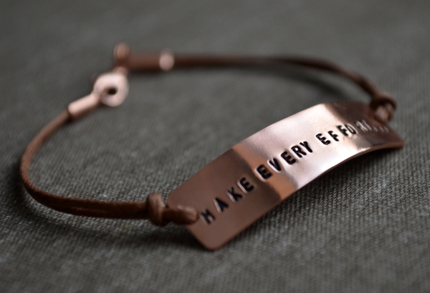 Personalized Long Copper Bracelet - choose your own scripture, quote, word or phrase
