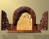 Art Wood Carving Virgin Mary with child Jesus Religious Icon MariyaArts