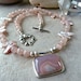 Laguna Agate Pendant - Strawberry Sunstone Pink Biwi Pearl - Elegant Wedding Pink Artisan Heart Necklace Bracelet