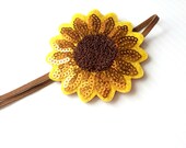 newborn photography prop-brown skinny elastic halo headband with sunflower, baby shower gift,  baby photo prop, fall autumn