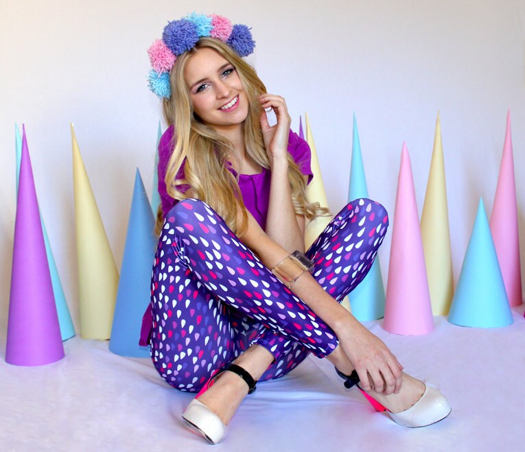 Printed Leggings - Purple Rain Print Leggings